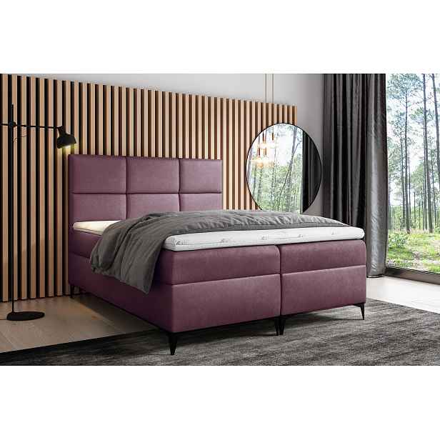 Designové čalouněné dvojlůžko Fiza s úložným prostorem fialová 140 x 200 + topper zdarma