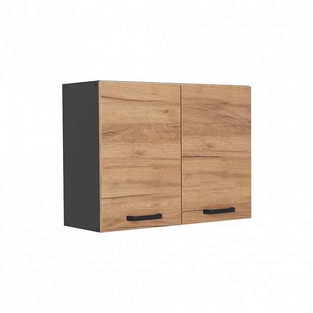 Vicco SKLENĚNÁ KUCHYŇSKÁ SKŘÍŇKA R-Line, Zlatý mocný dub/Antracit, 80 cm