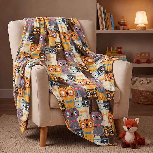 Deka z mikrovlákna BASIC kočičky 130x170 cm