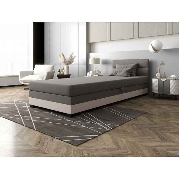 Jednolůžková čalouněná postel 100x195 NALINDA 1 - světle šedá / ecru