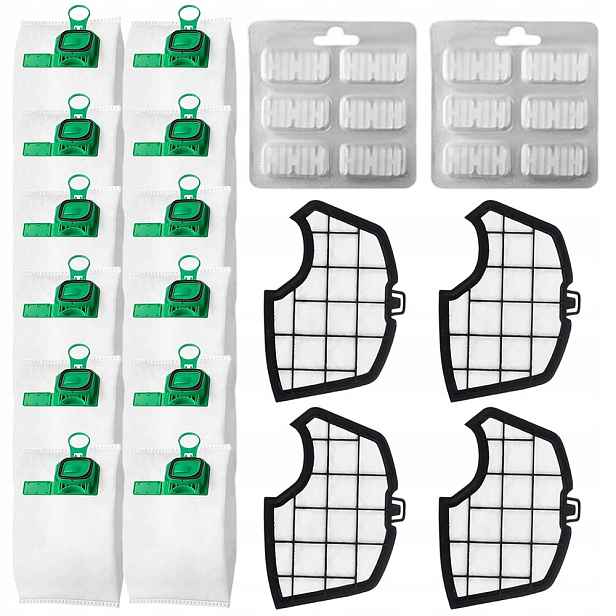 Sada vyměnitelných sáčků pro vysavač Vorwerk Kobold 12 sáčků 4 filtry