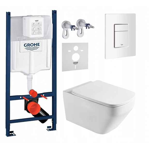 Sada Wc Rám Grohe Rapid s mísou Wc Tornado Naron a tlačítkem bílá