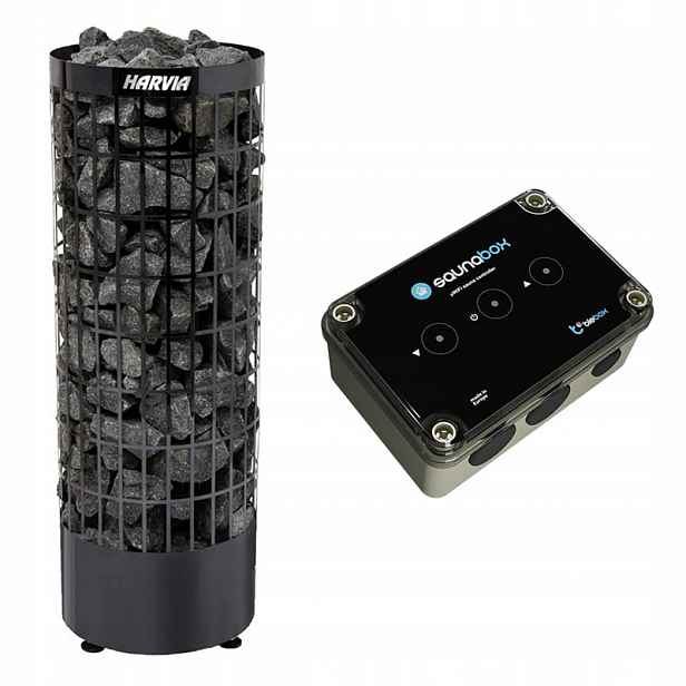Saunový set Kamna Harvia PC90E 9kW Black Steel a ovladač BleBox Saun