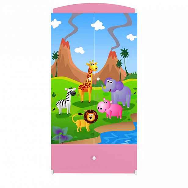 Skříň Babydreams růžová - Safari