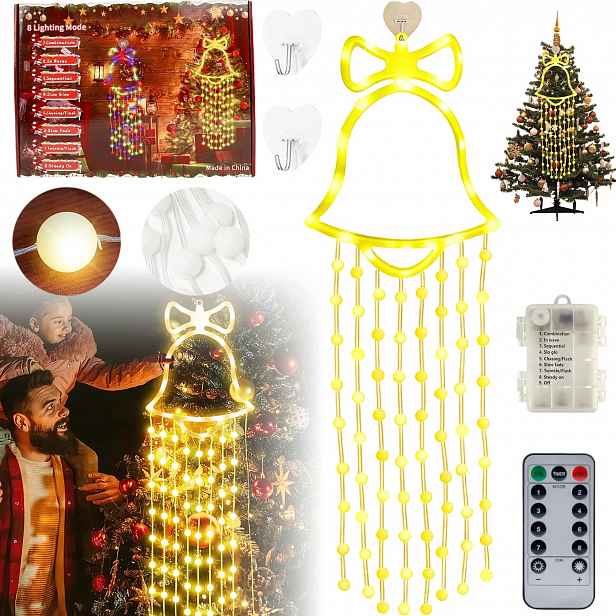 Vánoční Osvětlení Na Stromeček Led Venkovní Flash Efekty Teplá Bílá Dekorace Zvonku