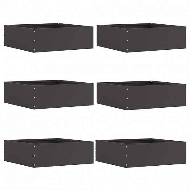 vidaXL Okraj trávníku 6 ks 40 x 40 x 13 cm Ocel Černá