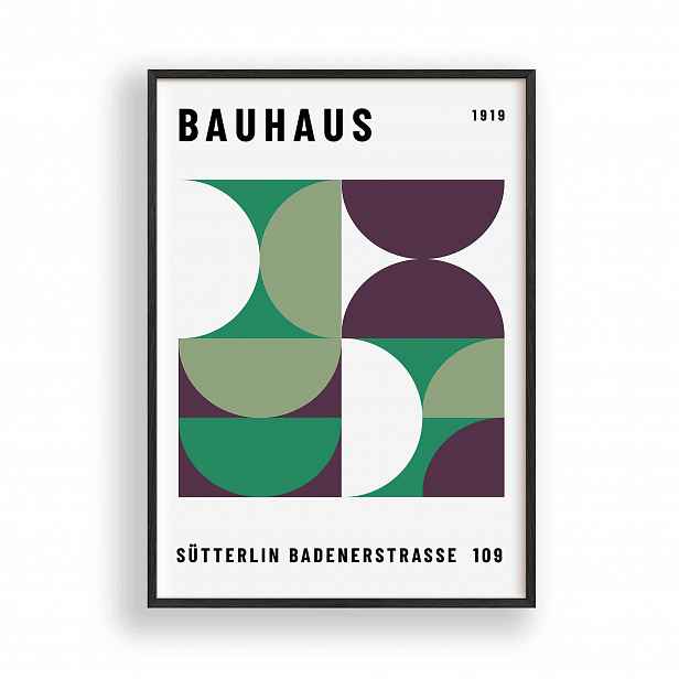 Obraz Bauhaus Geometrické formy Plakát Rámeček Dřevěný Černý 30x42 cm