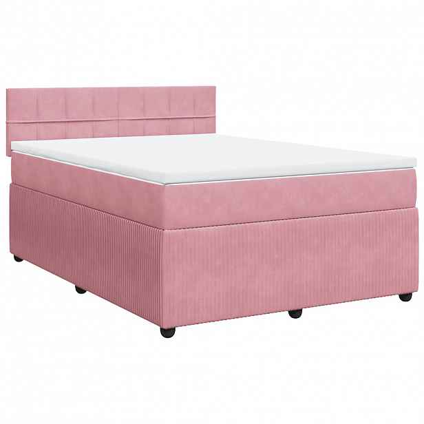 vidaXL Box spring postel s matrací růžová 160x200 cm samet