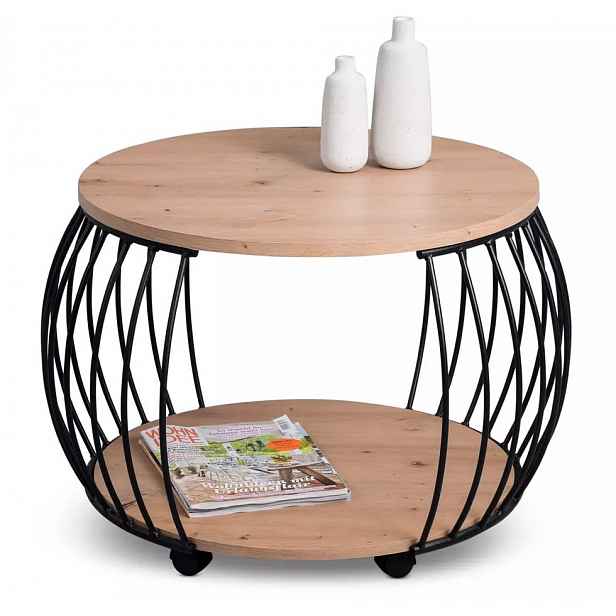 Kulatý konferenční stolek Peking 60 cm, dub artisan