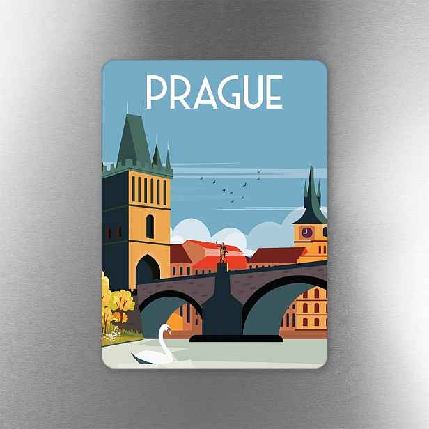 TEMU 1 ks moderní umělecký design, pražský magnetický držák, 2D plochá tiskovina, speciální dárky, kreativní dekorace na lednici a dveře, organizér s