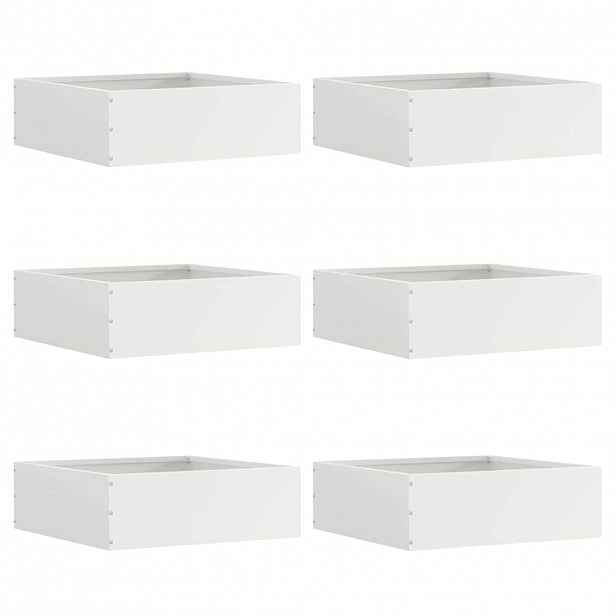 vidaXL Okraj trávníku 6 ks 40 x 40 x 13 cm Ocel Bílá