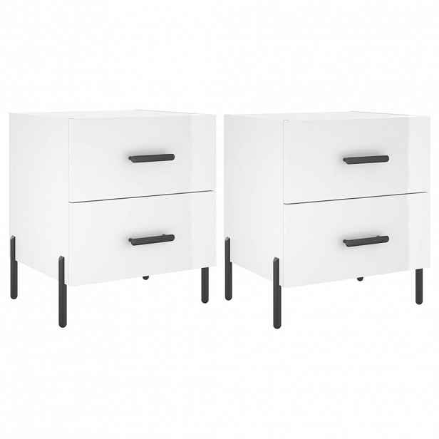 vidaXL Noční stolky 2 ks lesklé bílé 40x35x47,5 cm kompozitní dřevo
