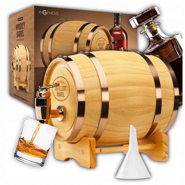 Karafa Na Whisky Dřevěný sud 0.8 L s kohoutkem Dárek pro chlapa