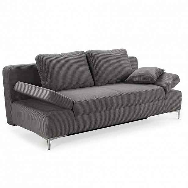 luma-home ROZKLÁDACÍ POHOVKA s úložným prostorem, pružinovým jádrem, nastavitelnými opěrkami, Š202/H103/V89 cm, manšestr tmavě šedý / 15204