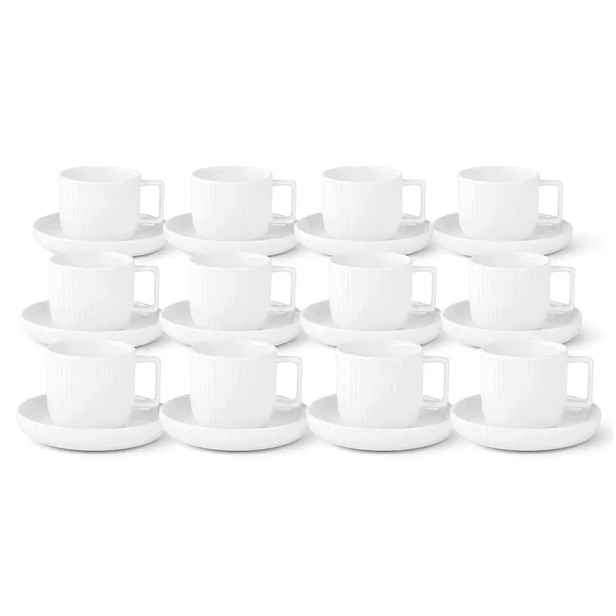 Šálky na kávu 12 ks s podšálkem 250 ml Porcelánové krémové Crema
