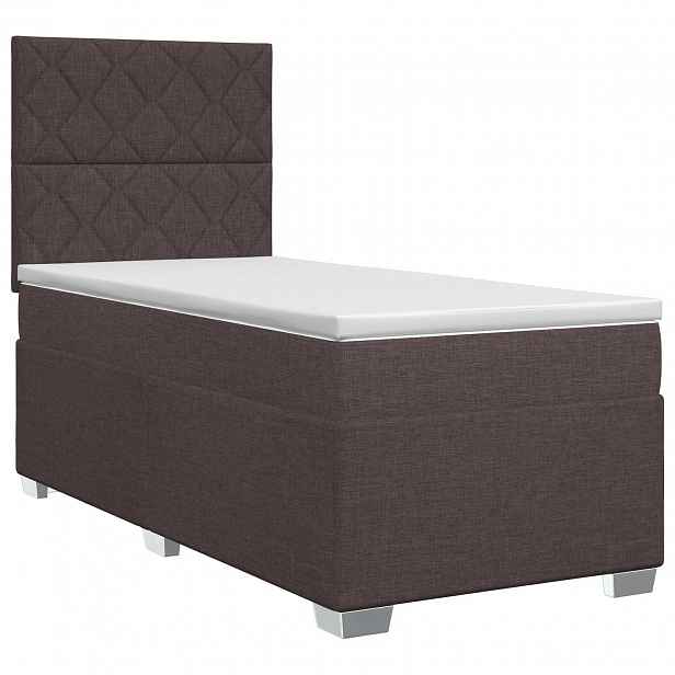 vidaXL Postel boxspring s matrací Tmavě hnědá 90 x 190 cm Textil