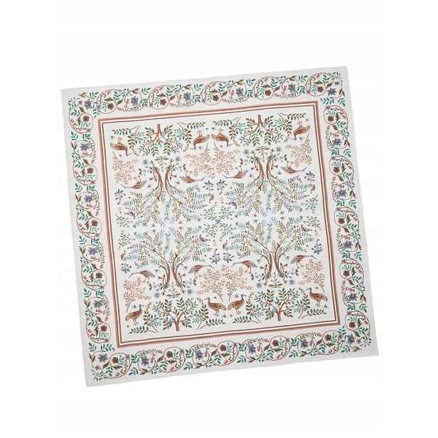 Gobelínový ubrus 100 x 100 cm – elegantní vzor s rostlinným a zvířecím motivem