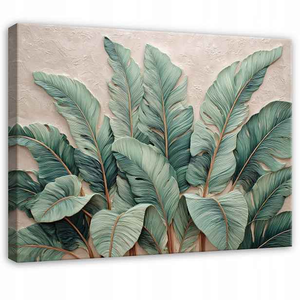 Obraz Zelené Listy Džungle Beton Do Předsíně Kanceláře Moderní 120x80