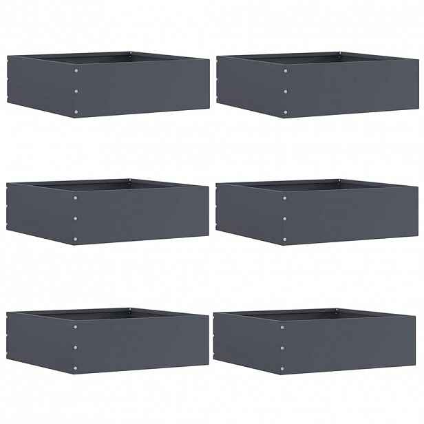 vidaXL Okraj trávníku 6 ks 40 x 40 x 13 cm Ocel Antracitová