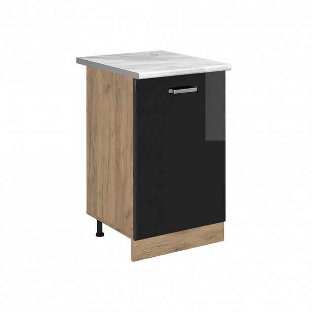 Vicco SPODNÍ SKŘÍŇKA KUCHYŇSKÉ LINKY R-Line, Černý vysoký lesk/Zlatý mocný dub, 50 cm pracovná doska Mramor