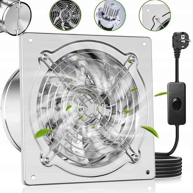 Výkonný Odtahový Ventilátor Do Suterénu Kuchyňského Krbu 150 MM Stříbrný
