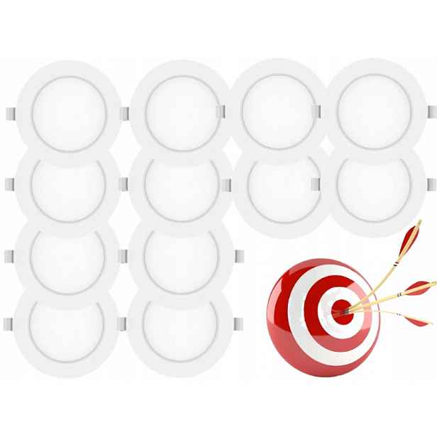 12 x Lampa Objímka Panel Zapuštěná do stropu Slim Led 6W Barva Studená 6500K