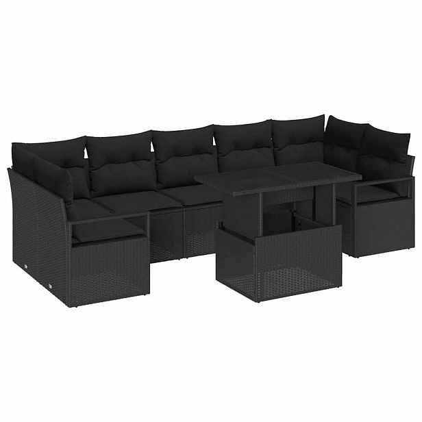 vidaXL Sada zahradních pohovek 8 ks Černá Poly ratan