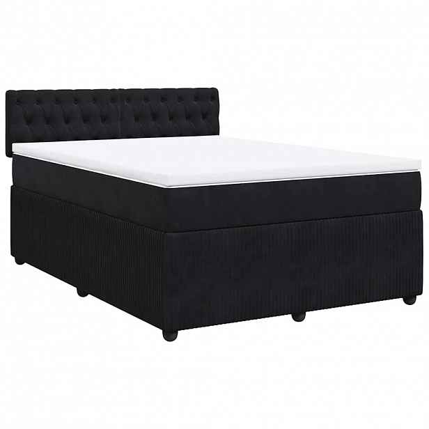 vidaXL Box spring postel s matrací černá 160x200 cm samet
