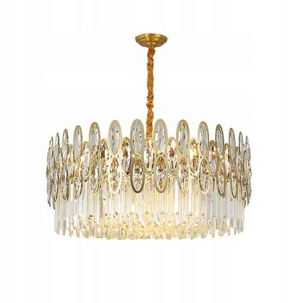 Lustr Křišťálová Lampa stropní zlatá závěsná glamour do obývacího pokoje