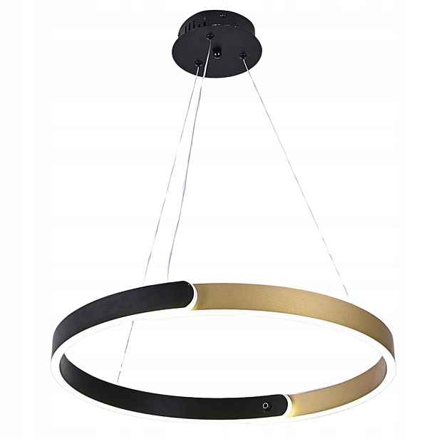 Moderní závěsná Led lampa černá zlatý prsten kulatý 50 cm 4000K IdeaLed