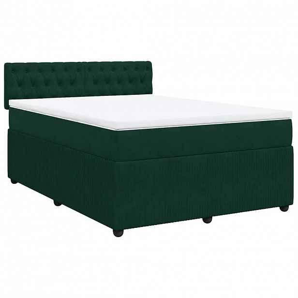 vidaXL Box spring postel s matrací tmavě zelená 160x200 cm samet