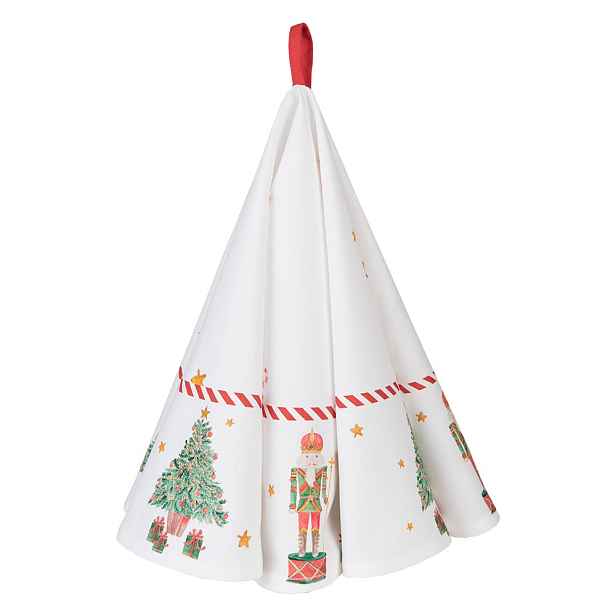 Bílá bavlněná kulatá utěrka s louskáčky Happy Little Christmas - Ø 80 cm Clayre & Eef