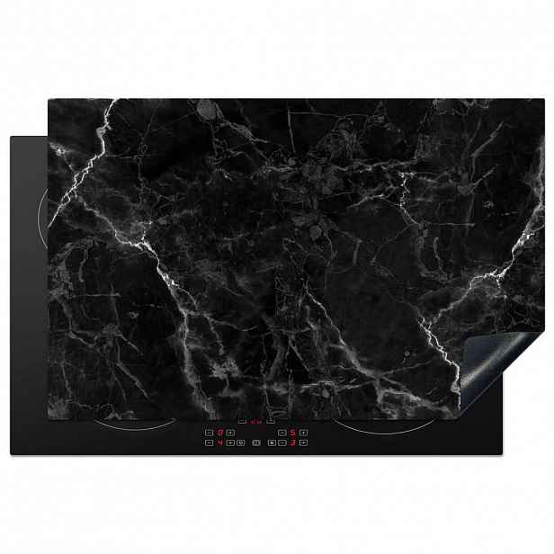 MuchoWow KRYT NA INDUKČNÍ DESKU Mramor - Černá - Bílá - Textura - Mramorový vzhled 81.6x52.7 cm