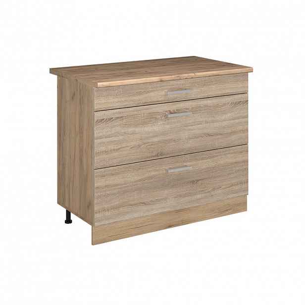 Vicco SPODNÍ SKŘÍŇKA KUCHYŇSKÉ LINKY R-Line, Sonoma/Zlatý mocný dub, 100 cm pracovná doska Dub Goldkraft