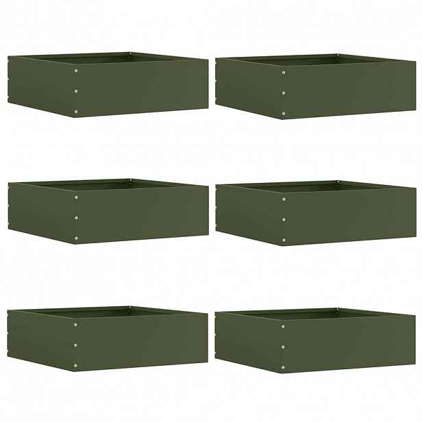 vidaXL Okraj trávníku 6 ks 40 x 40 x 13 cm Ocel Olivově zelená