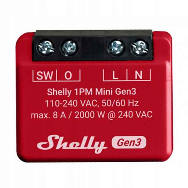 Wi-Fi relé Shelly 1PM Mini Gen3 Bluetooth