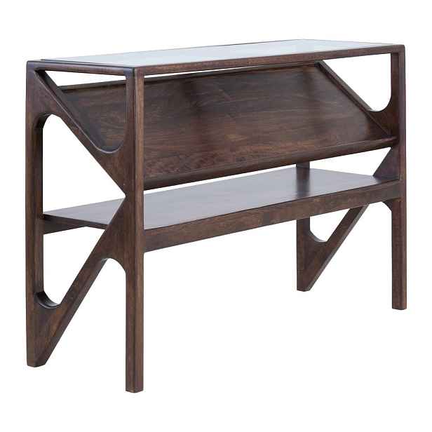 Konzolový stolek se skleněnou deskou v tmavě přírodní barvě 41x119 cm Yuki – Light & Living