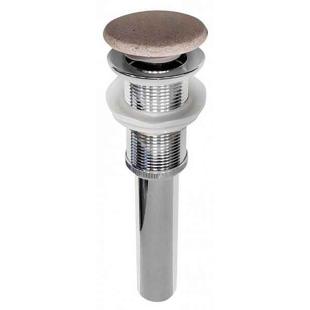 SAPHO - Umyvadlová výpust 5/4", click-clack, betonová zátka, bílý pískovec NDBH7000