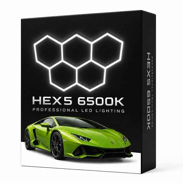 Stropní Svítidlo černý 6500K pro autoservis Hexagon 5