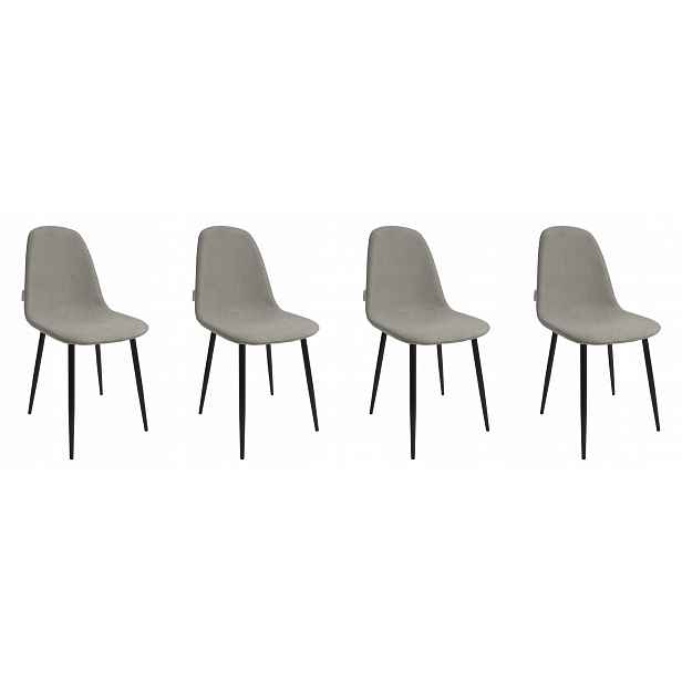 Sada 4 kusů židlí z materiálu DankorDesign Dsw béžové kovové nohy grafit