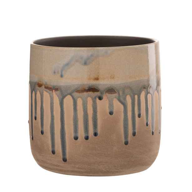 Béžový keramický obal na květináč se stékající glazurou Droplet - Ø 18*18 cm J-Line by Jolipa