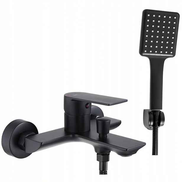 Černá nástěnná vanová baterie se sprchovou hlavicí Rea Urban Black