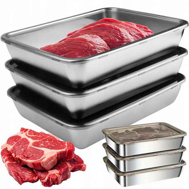 Lunchbox nádoby na potraviny – sada 3 nádob Nerezová Ocel s víkem