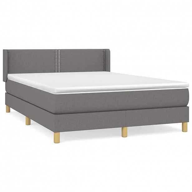 vidaXL Box spring postel s matrací tmavě šedý 140 x 190 cm textil