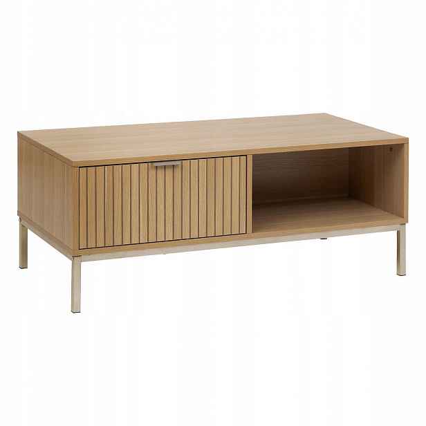 Kávový Stolek Hnědý Nízký Obdélníkový Mdf Kov Tasso 100 X 50 X 40 CM