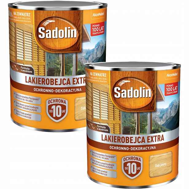 Set Sadolin Extra 2x0,75L Ochranný Lak Na Dřevo Dub Světlý 1,5L