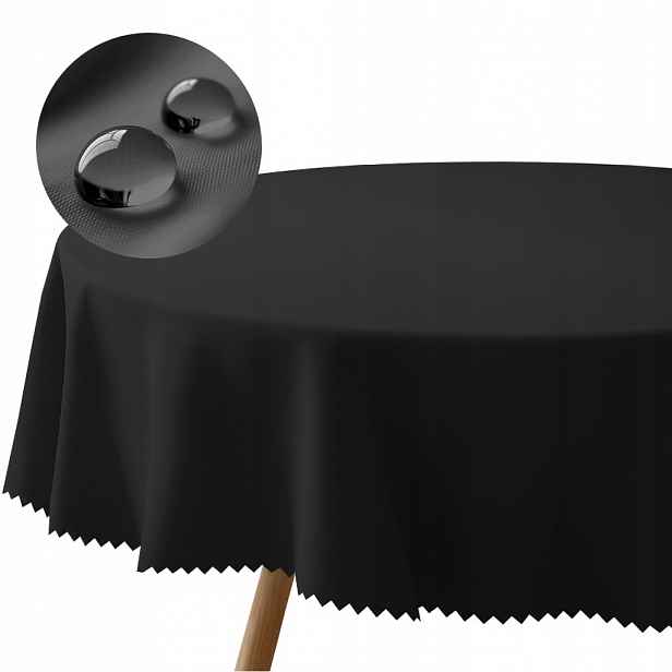 Ubrus kulatý černý 140 cm skvrnám odolný polyester hladký 240 g do jídelny