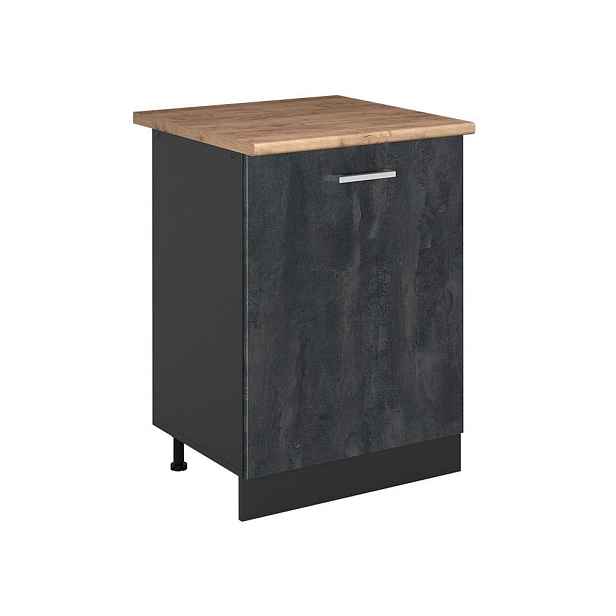 Vicco SPODNÍ SKŘÍŇKA KUCHYŇSKÉ LINKY R-Line, Černý beton/Antracit, 60 cm s 1 dveřmi pracovná doska Dub Goldkraft