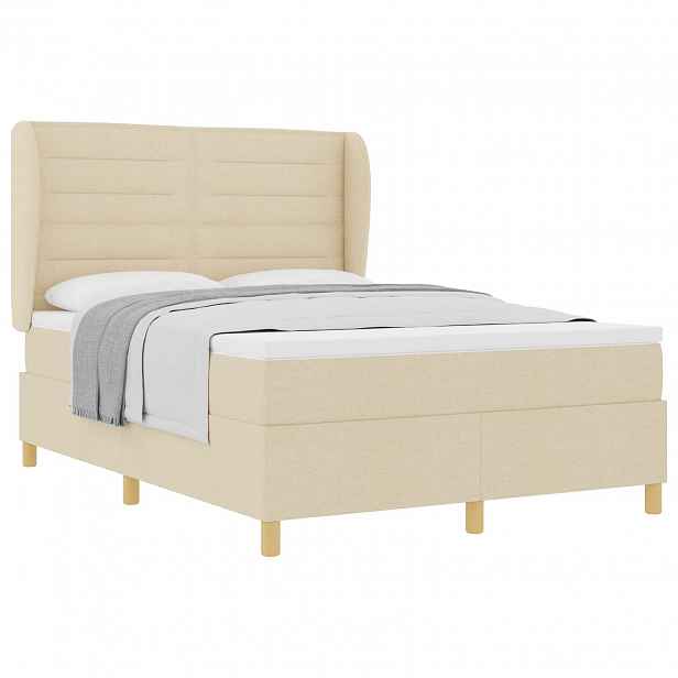 vidaXL Postel s boxspringem s matrací Krémová 200 x 160 cm textil