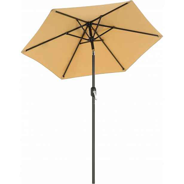 Zahradní slunečník klasický skládací Songmics béžový a hnědý 200 x 230 cm